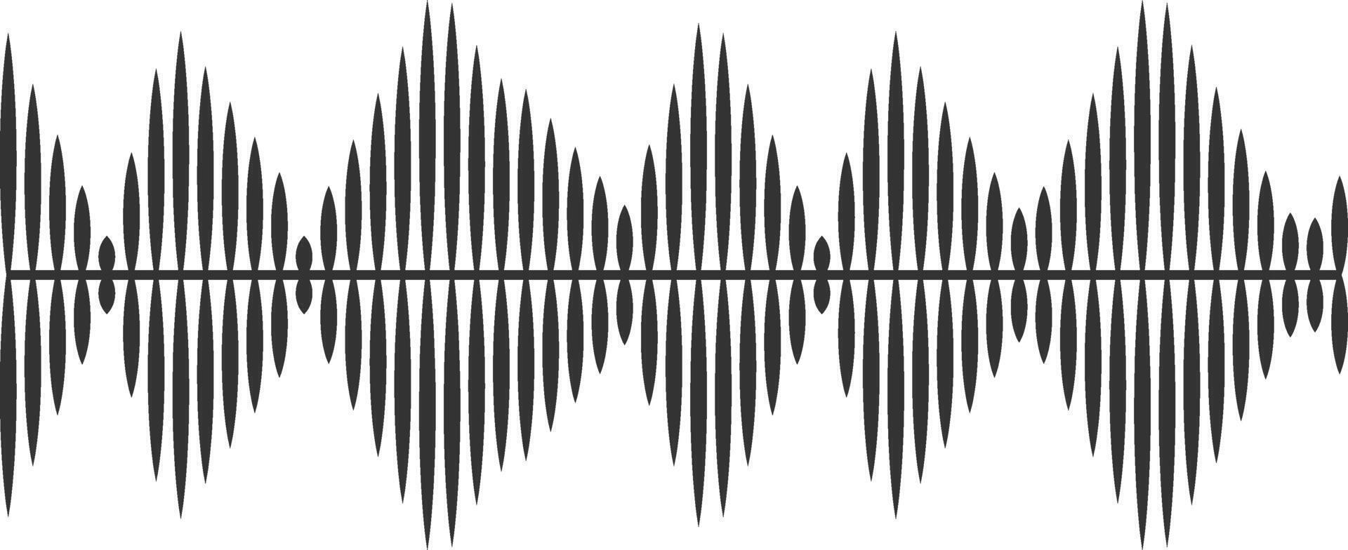 Visualizing a sound wave with varying amplitude, this minimalist image captures the essence of music and technology in a modern black and white design vector