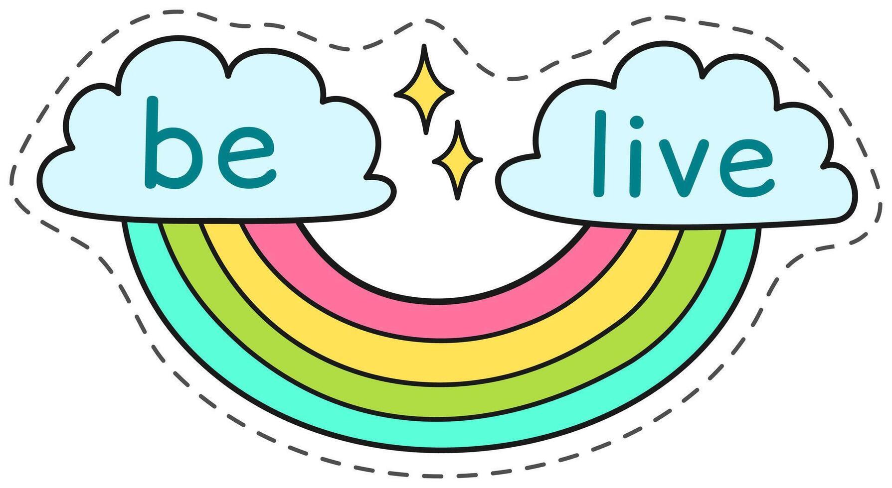 Colorful rainbow with the words be live over it, transmitting a positive and motivational message, ideal for lifestyle businesses vector