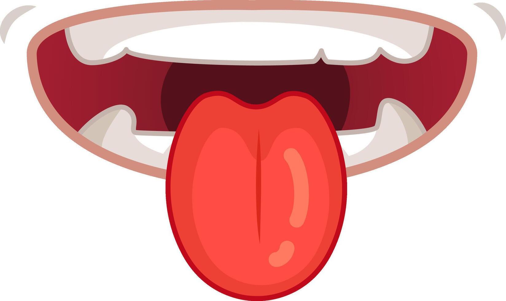 Comical mouth with red and pink lips and teeth, licking its lips playfully on a white background. Perfect for fun projects vector