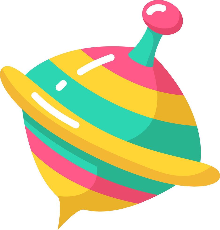 Relive childhood joy with a colorful spinning top toy on a white background, capturing traditional fun and amusement. Add retro charm to designs vector
