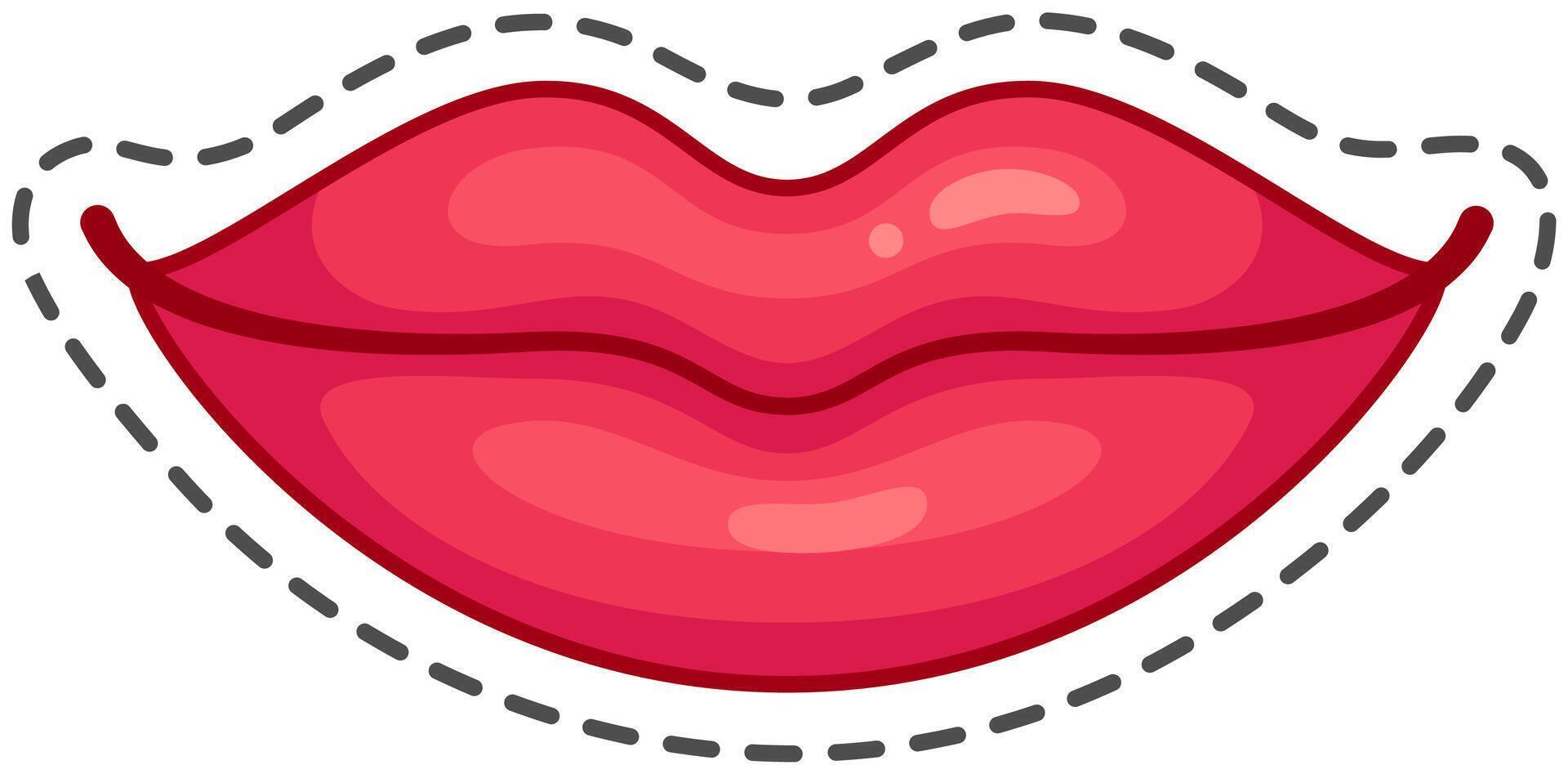 Cartoon illustration of red lips making a kissing gesture, ideal for projects related to beauty, love, and valentine's day vector