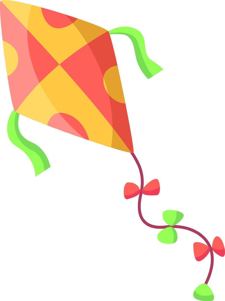 Colorful kite flying high in the sky with ribbons flowing, evoking joy and celebration, perfect for illustrating freedom and outdoor fun vector