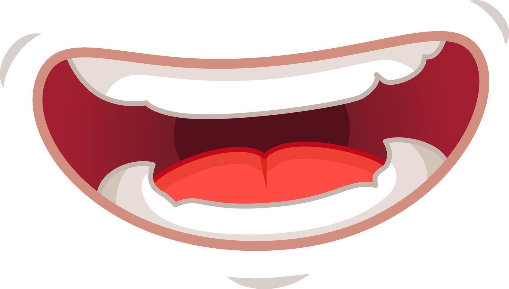 Cartoon illustration of a big toothy mouth smiling and laughing, ideal for concepts involving happiness, fun and amusement vector