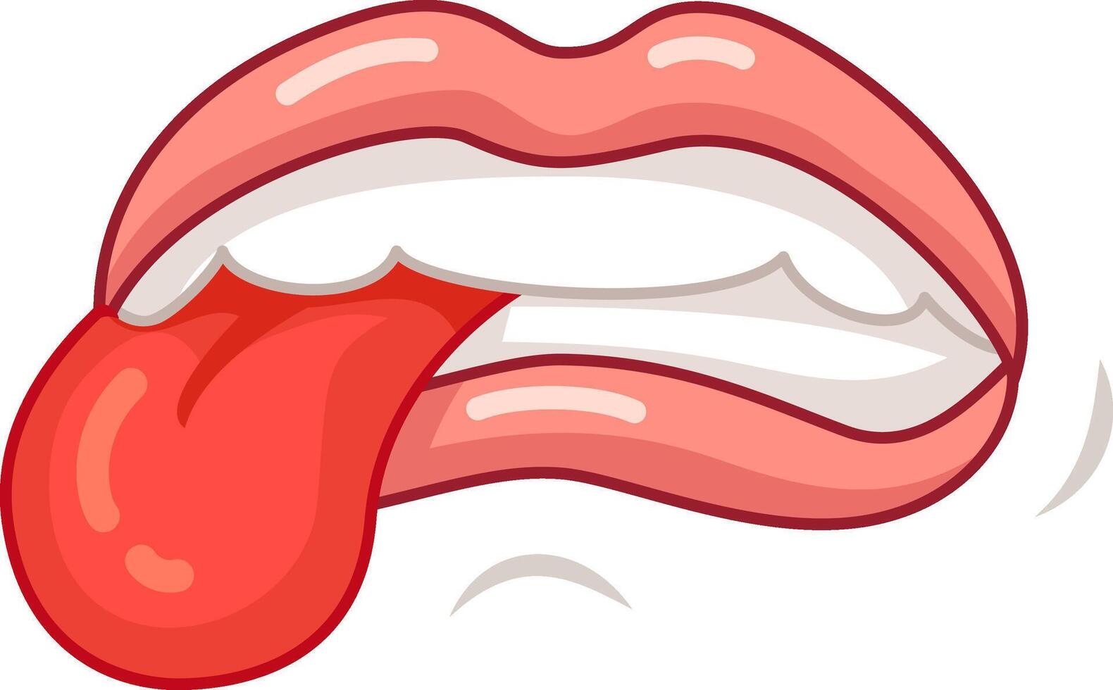 Cartoon illustration of a mouth licking its lips, great for representing hunger, taste, desire or anything that needs a funny illustration vector