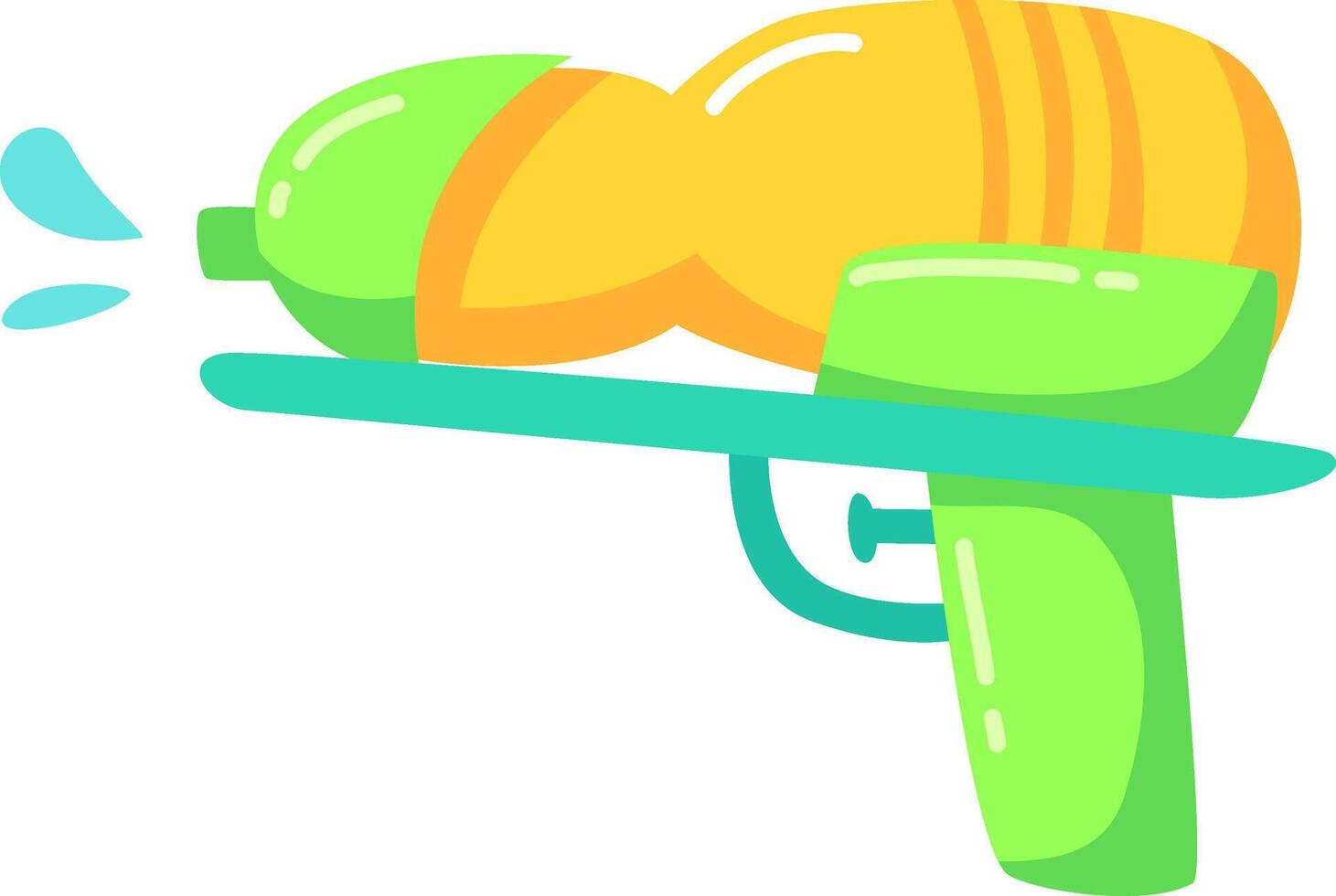 Cartoon water gun squirting water with a fun, colorful design, perfect for summer illustrations, games, or any project needing a playful touch vector