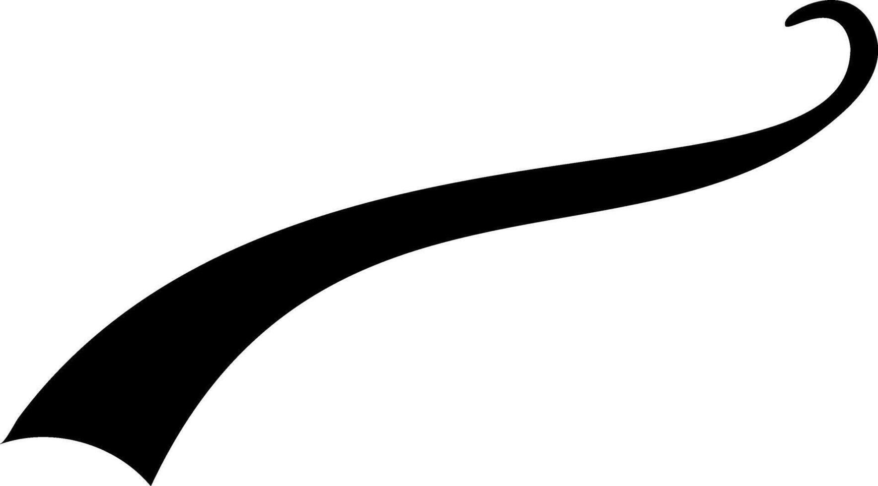Single black swoosh shape is swirling upward on a white background. It can be used for emphasis or as a design element vector