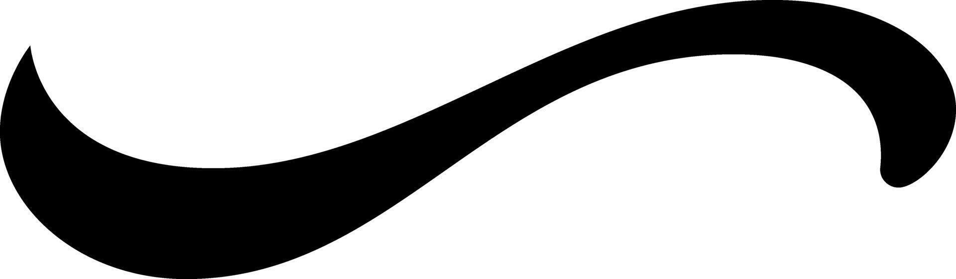Simple black swoosh design element with curved flowing lines, resembling a curved road or ribbon, isolated on a white background vector