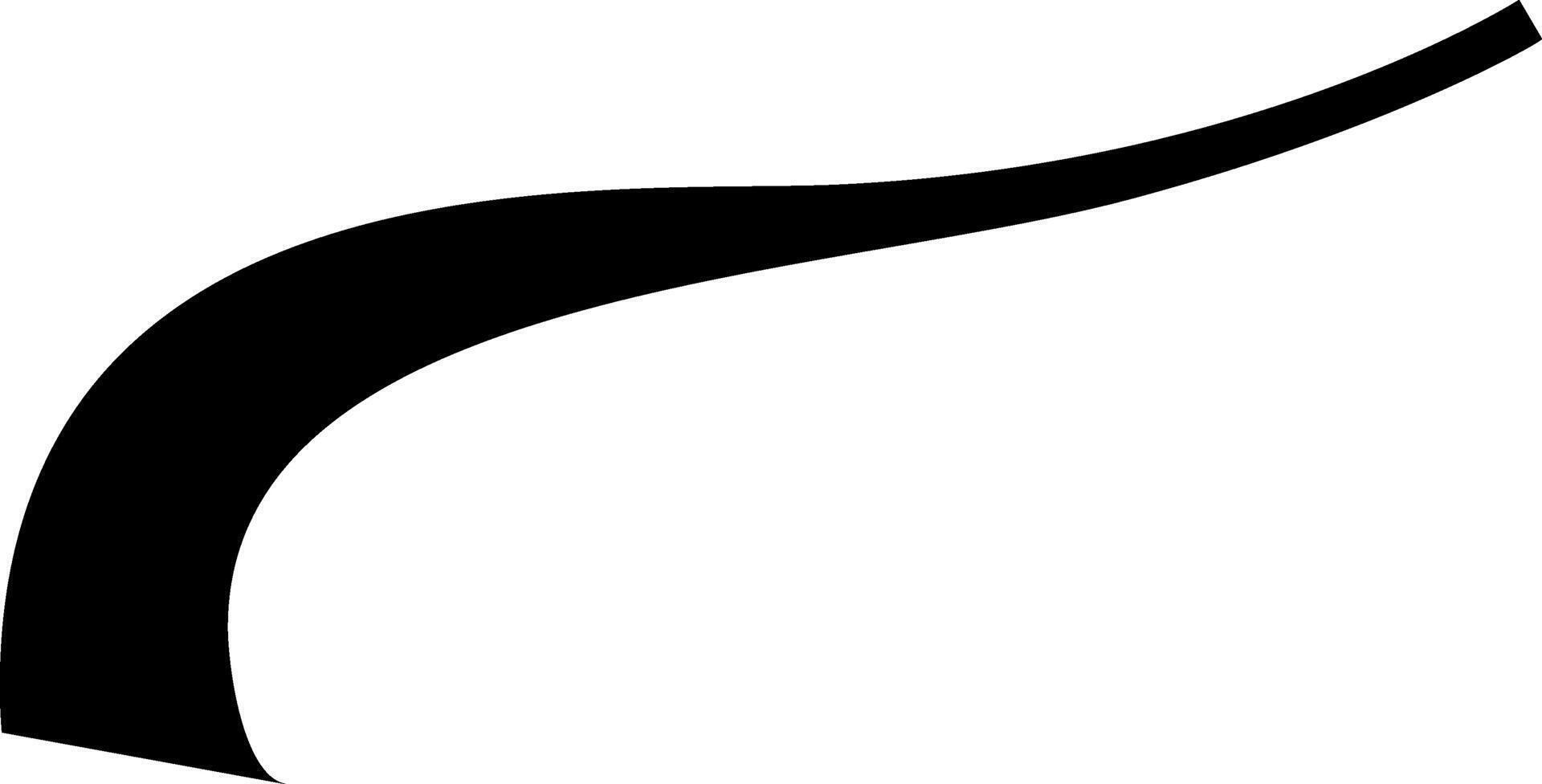Minimalist design element featuring a black curved shape on a white background, suitable for various graphic design projects. The simple yet elegant design evokes a sense of movement and dynamism vector