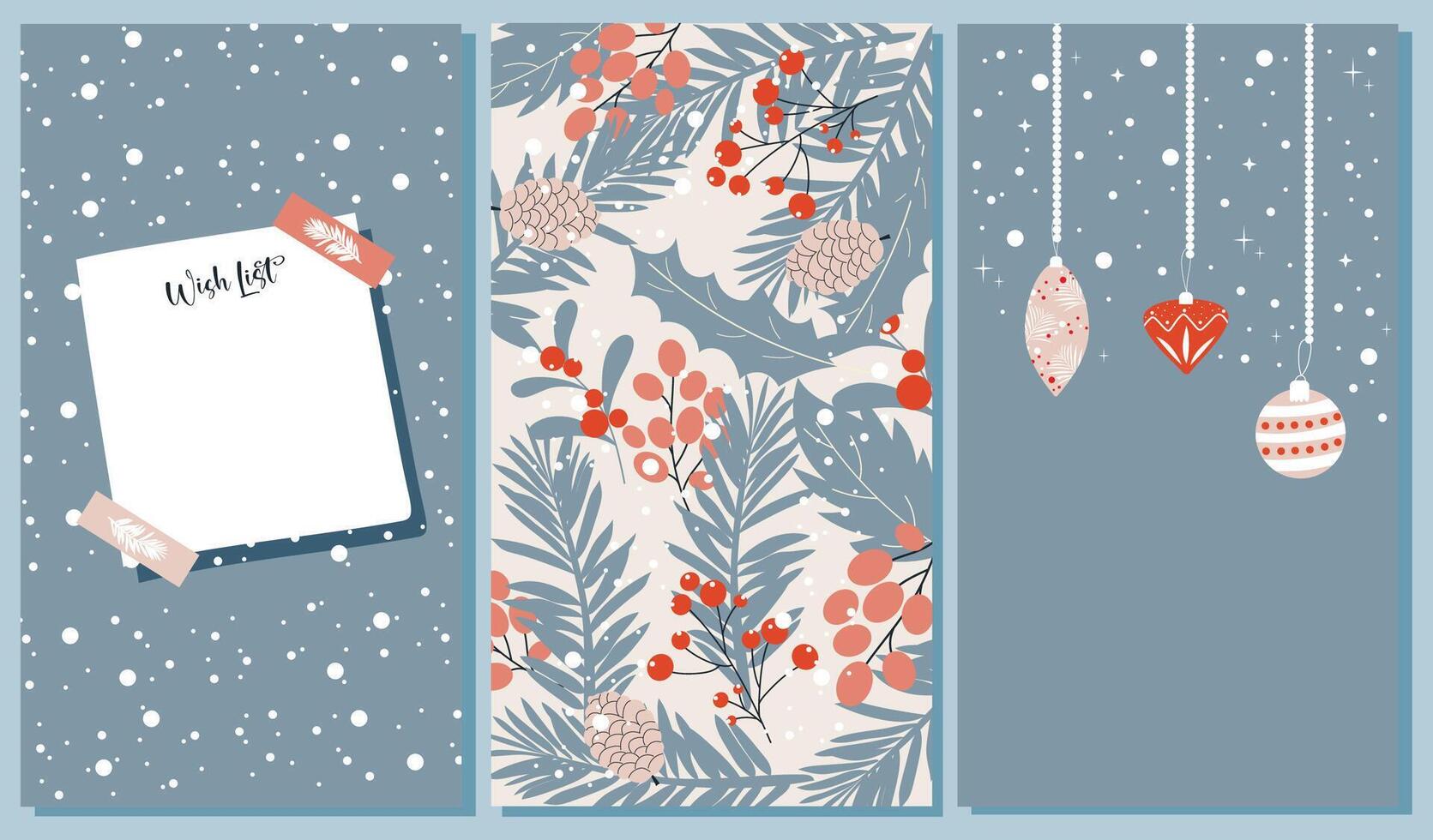 Christmas stories boho template set. Editable hand drawn design for social media. vector