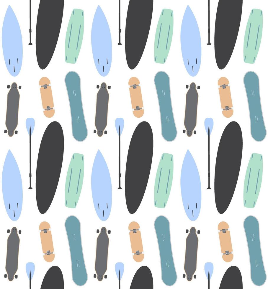 Seamless pattern of skate snow surf board vector
