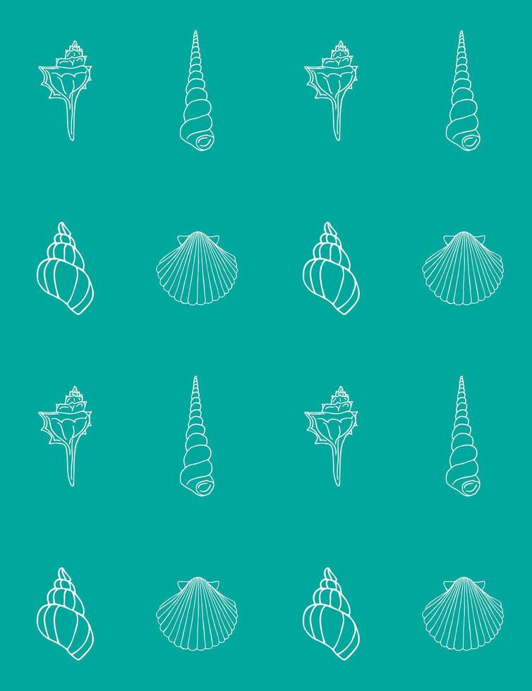Seamless pattern of doodle sketch shell vector