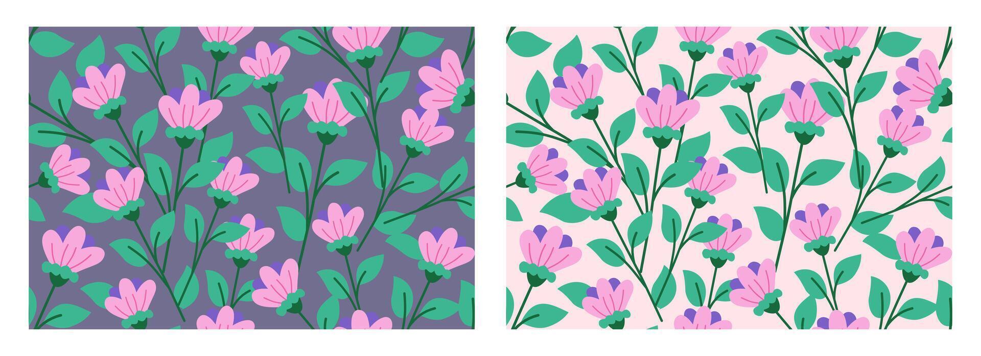 Seamless floral pattern, abstract flower with botanical design in dark and light colors vector