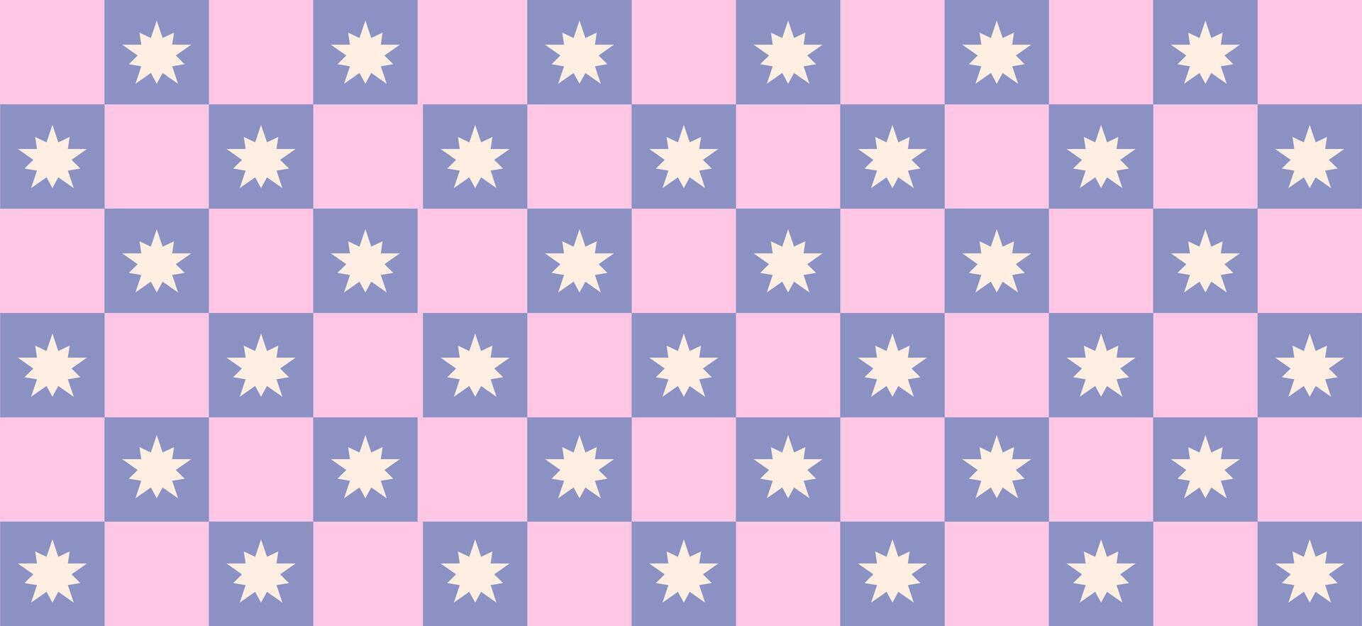 Horizontal geometric minimal pattern with stars, purple, pink simple geometric illustration design vector