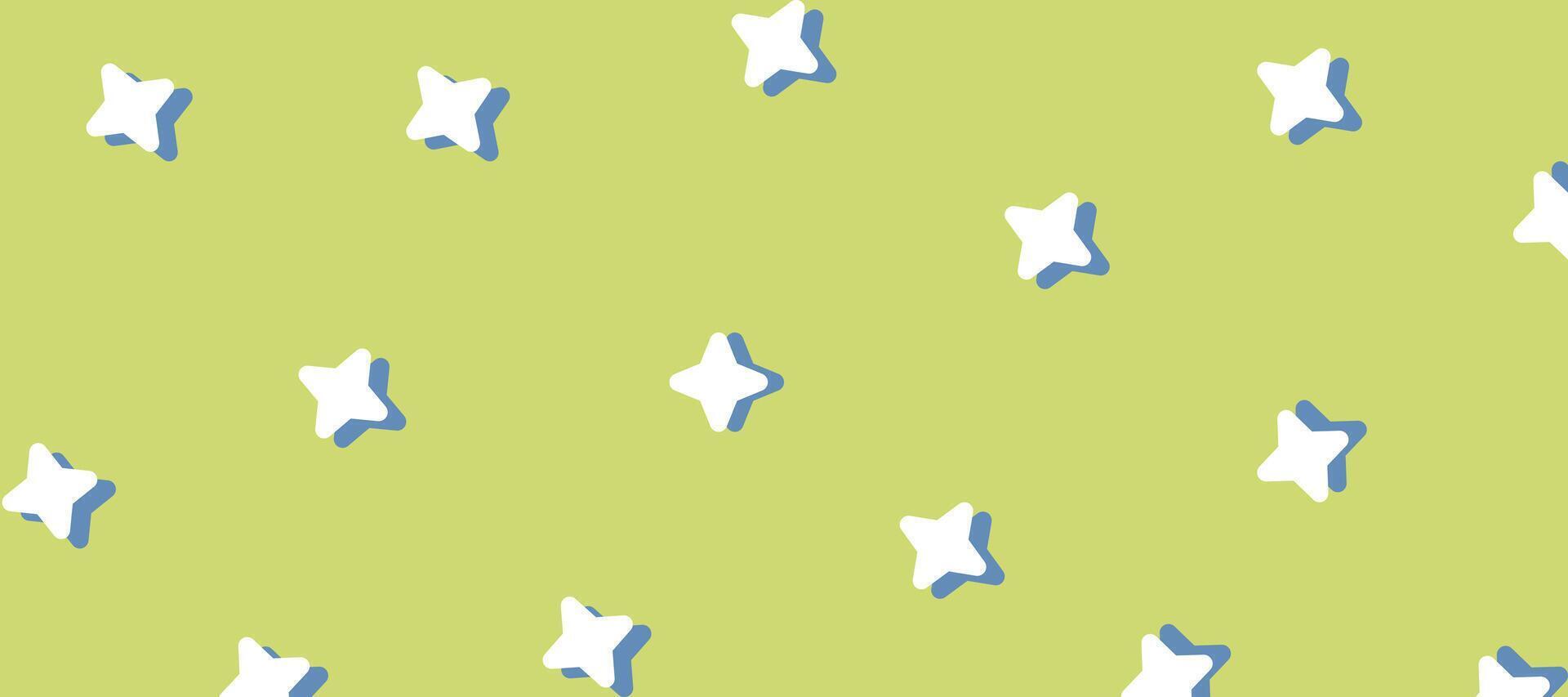 Horizontal geometric minimal pattern with stars shape, green, white simple geometric background design vector
