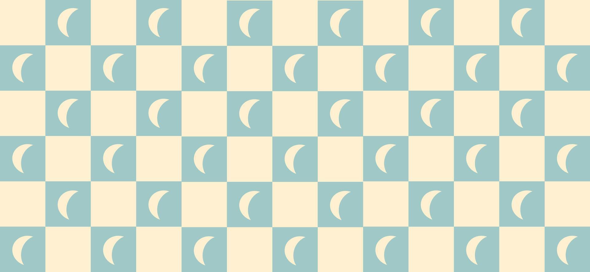 Horizontal geometric minimal pattern with crescent shape, turquoise color, cream simple geometric background design vector