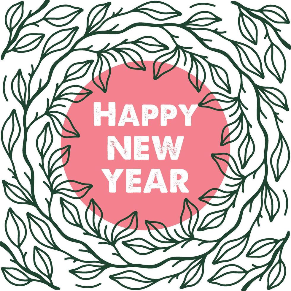 Happy New Year 2025 Design with Leafy Wreath vector