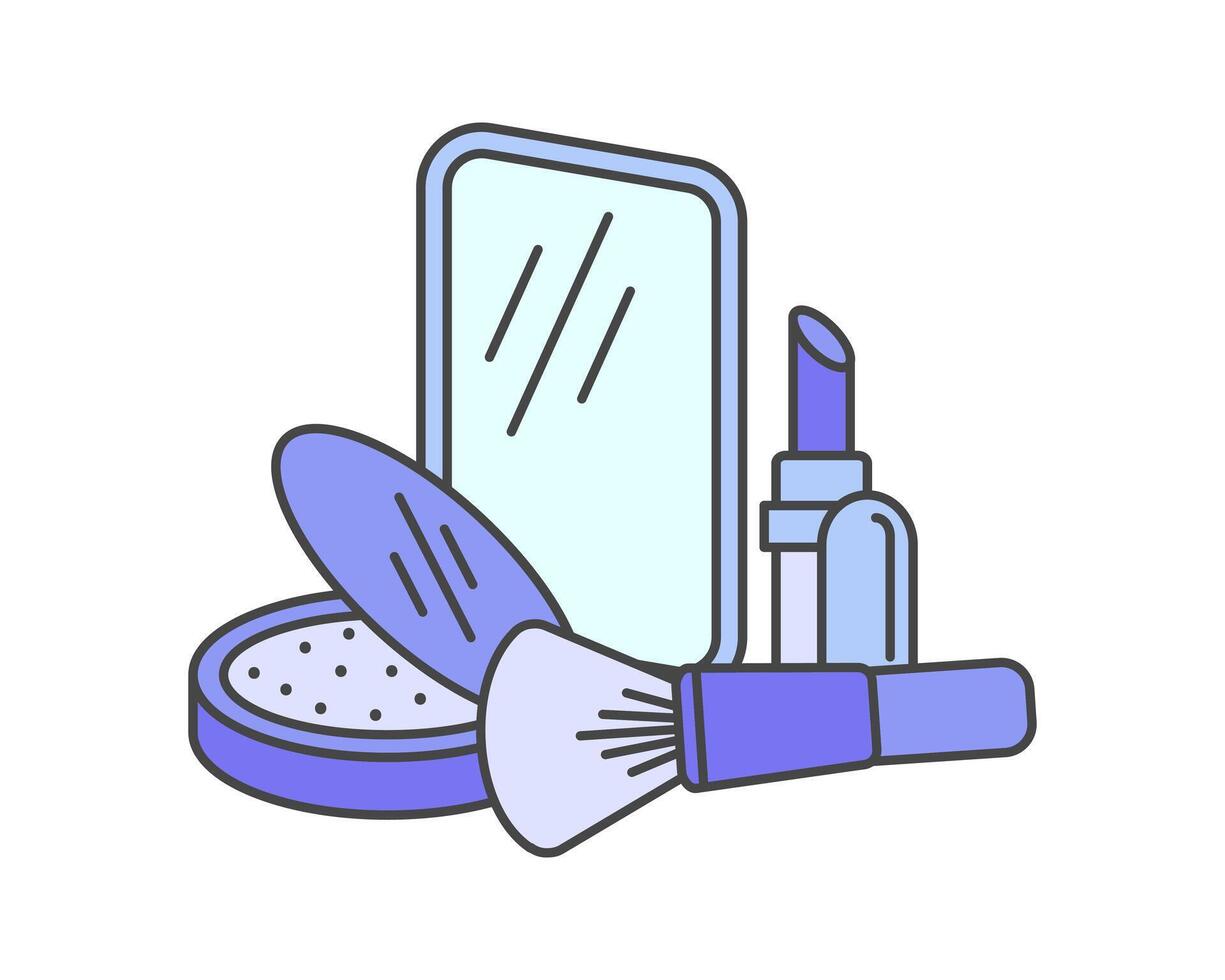 Beauty, Body Care and Cosmetics. Linear Flat Icons and Design Elements vector