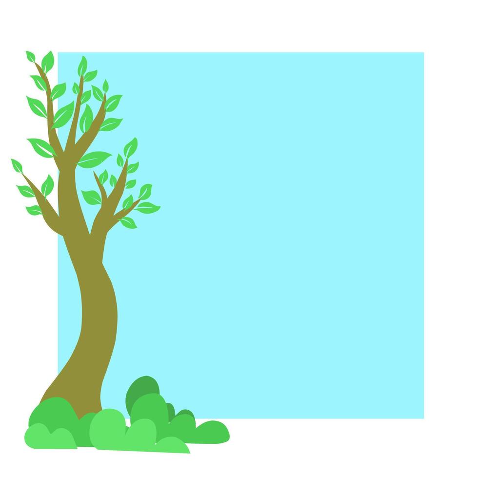 Tree cartoon border blue text box clipart illustration vector