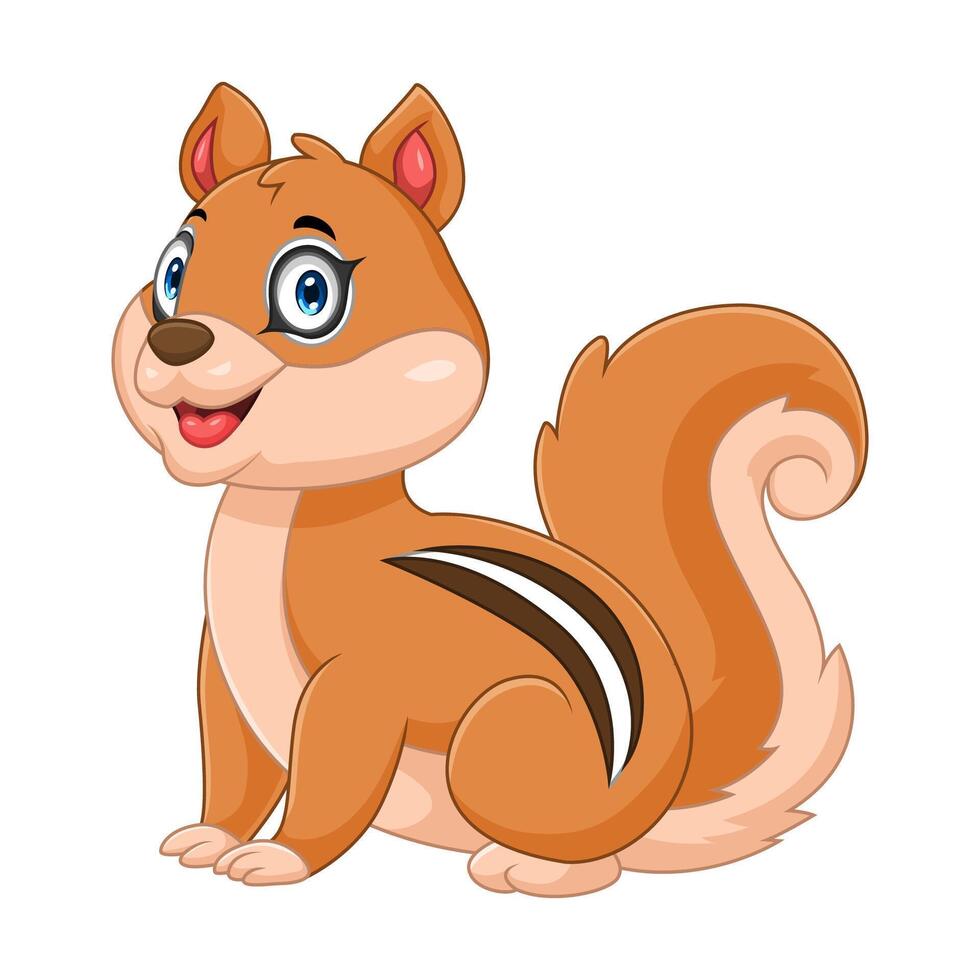 Cartoon happy chipmunk isolated on white background vector