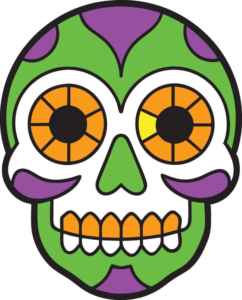 Stylized Sugar Skull Design for Day of the Dead Art illustration on white background. vector