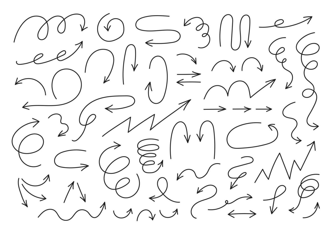Hand drawn doodle arrows. Sketch elements. vector