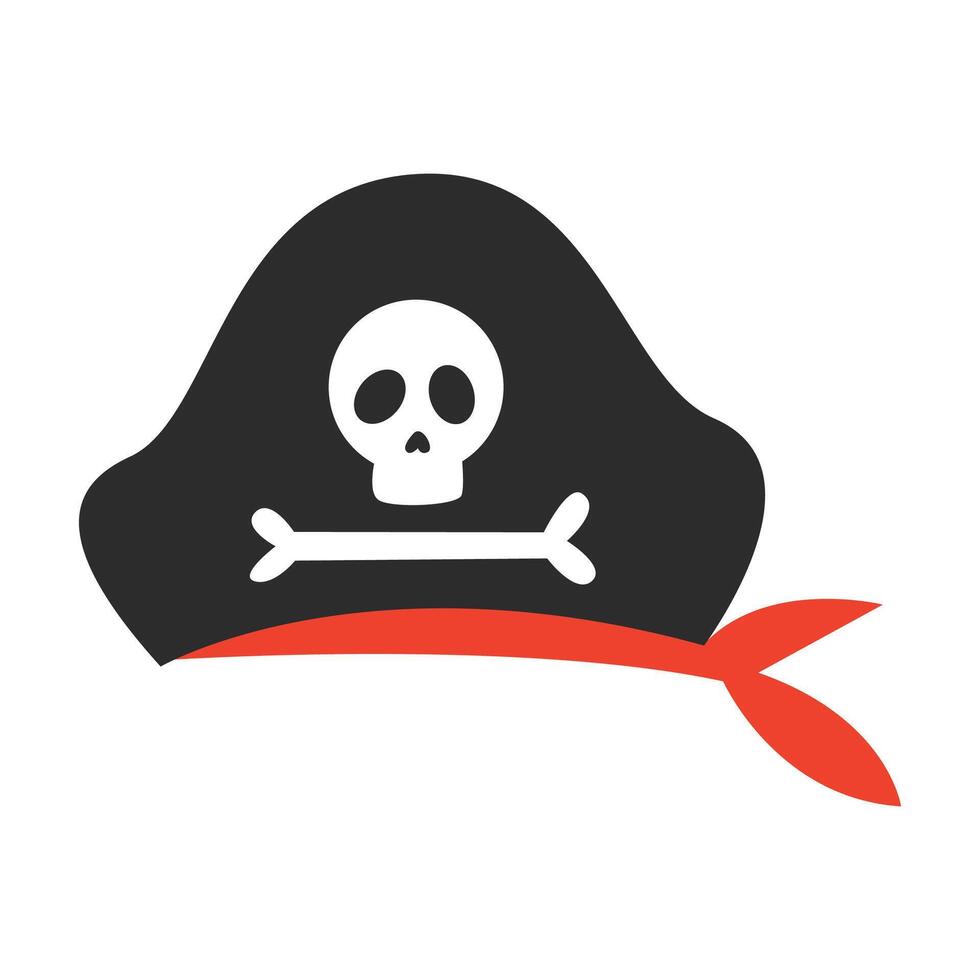 Black pirate hat with skull and crossbones showing threat vector