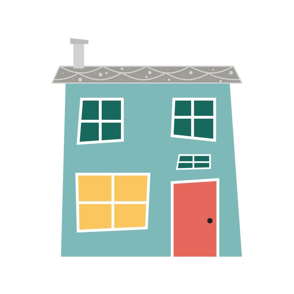Hand drawn houses flat design isolated on the white vector