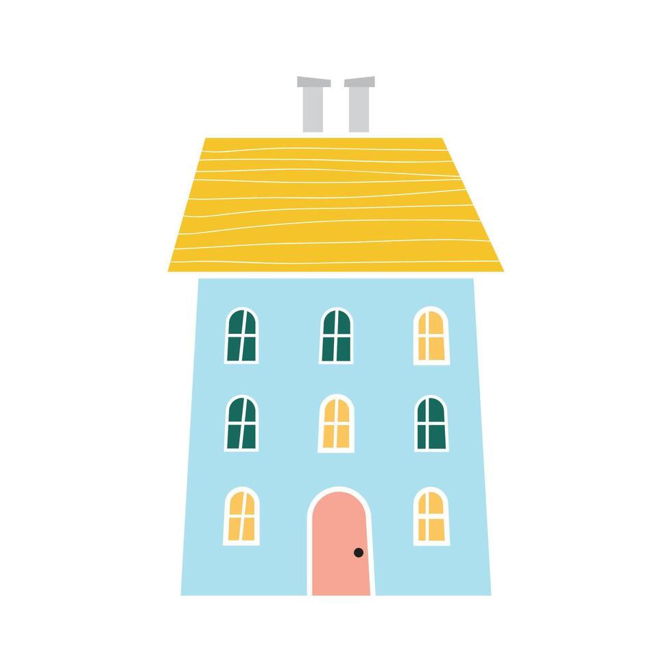 Hand drawn houses flat design illustration on a white vector