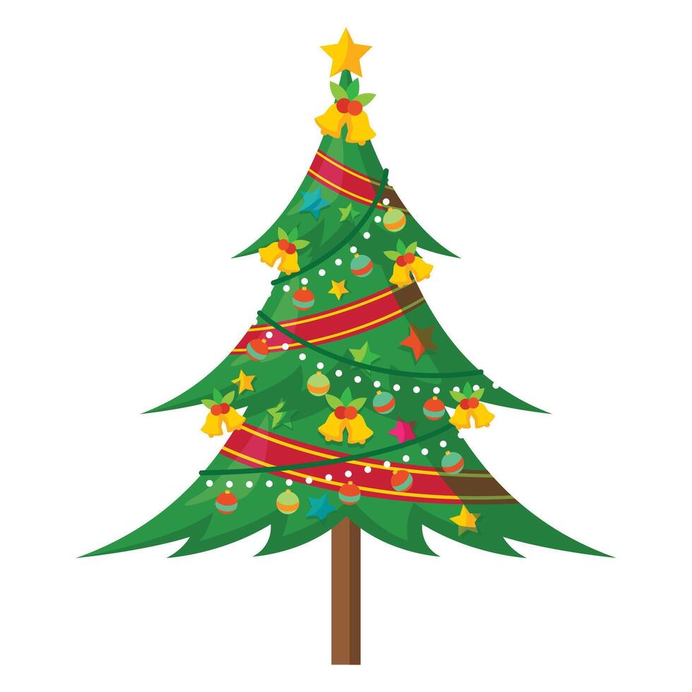 Hand drawn Christmas tree illustration on a white background vector