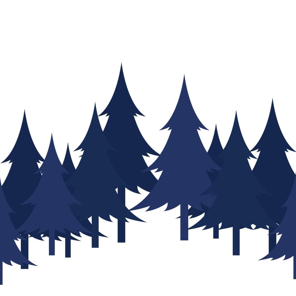 Pine trees silhouette illustration on white vector