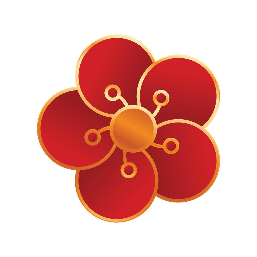 Chinese flower element isolated vector