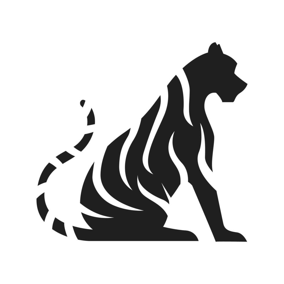 Hand drawn tiger silhouette on white background vector
