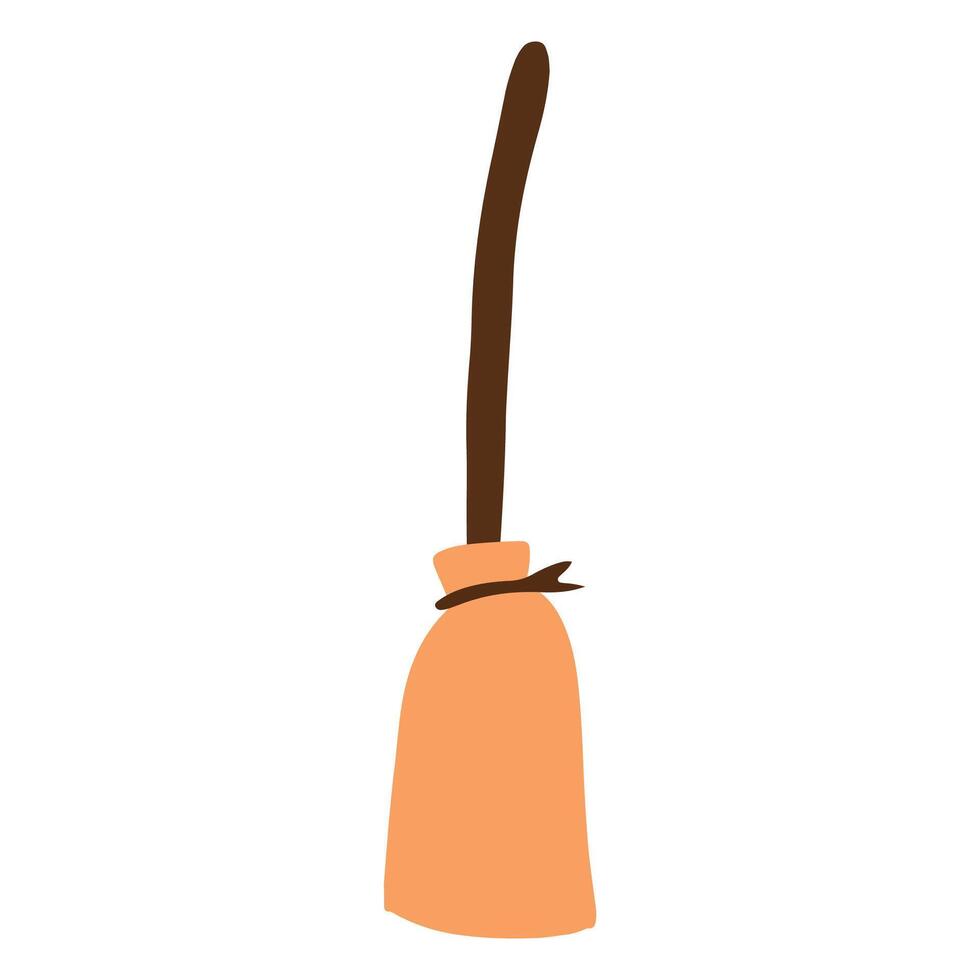 Halloween witch broom celebration icon on the white background vector