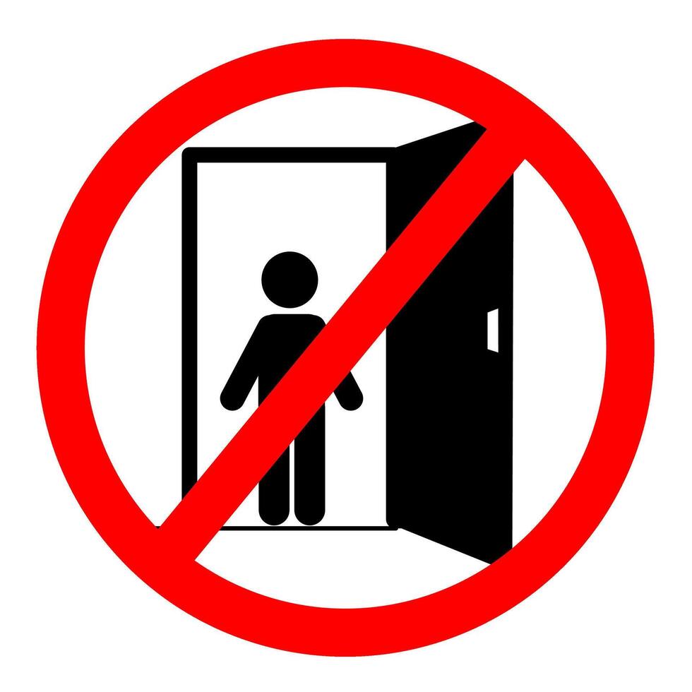 a warning sign prohibits standing at the door vector