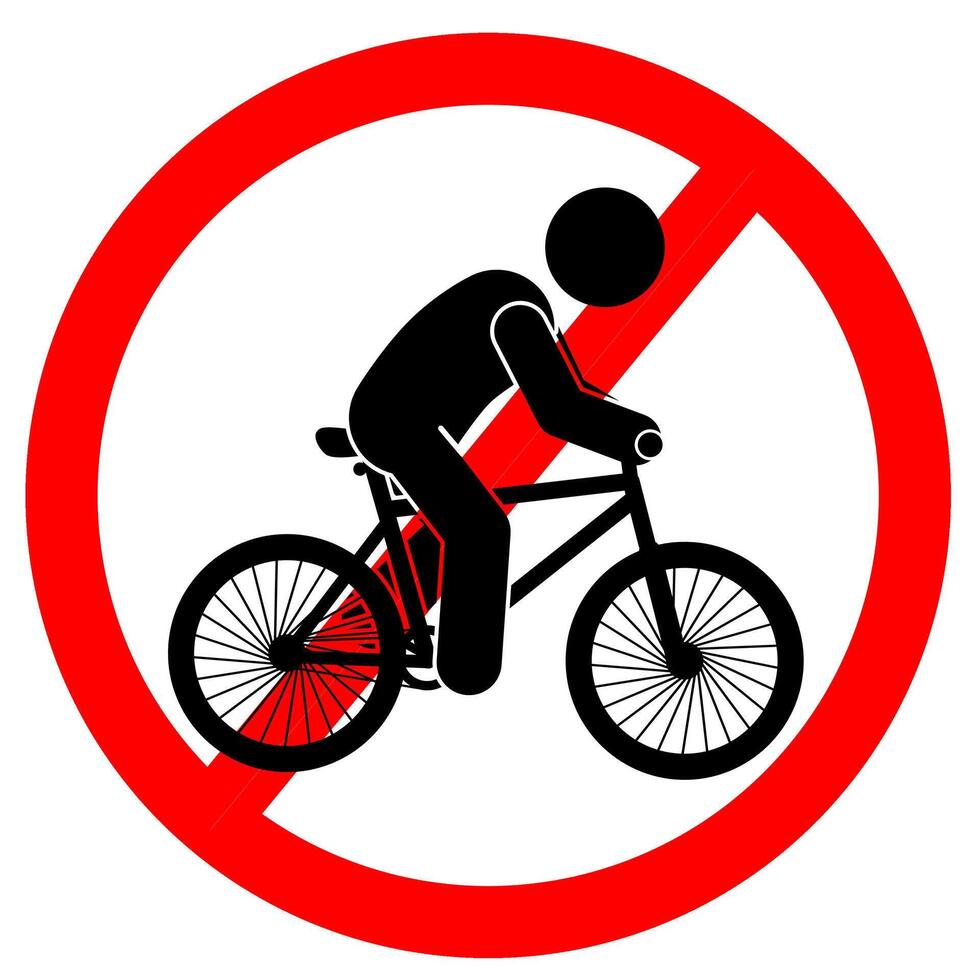 warning sign no cycling, bicycle free area vector