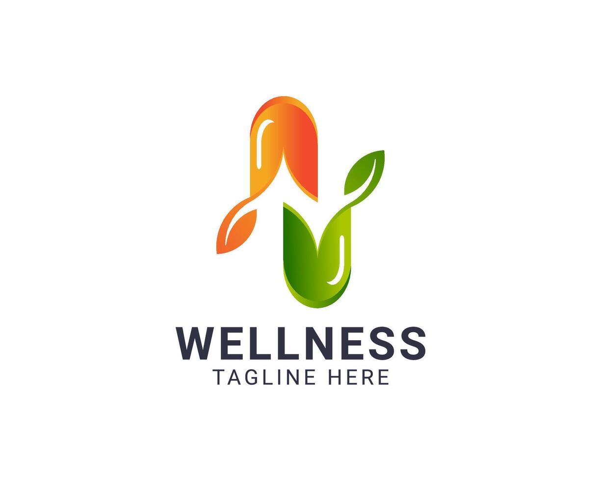 Natural medicine logo icon abstract colorful template design with abstract leaf and medicine concept. vector