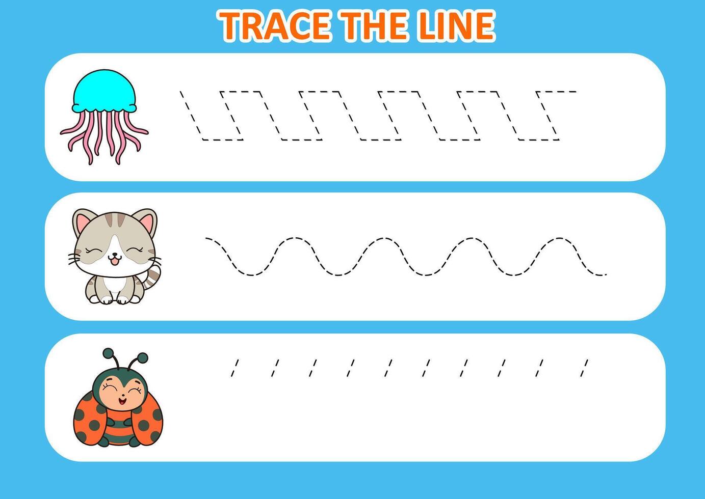 trace the line cute animal . game for kids vector