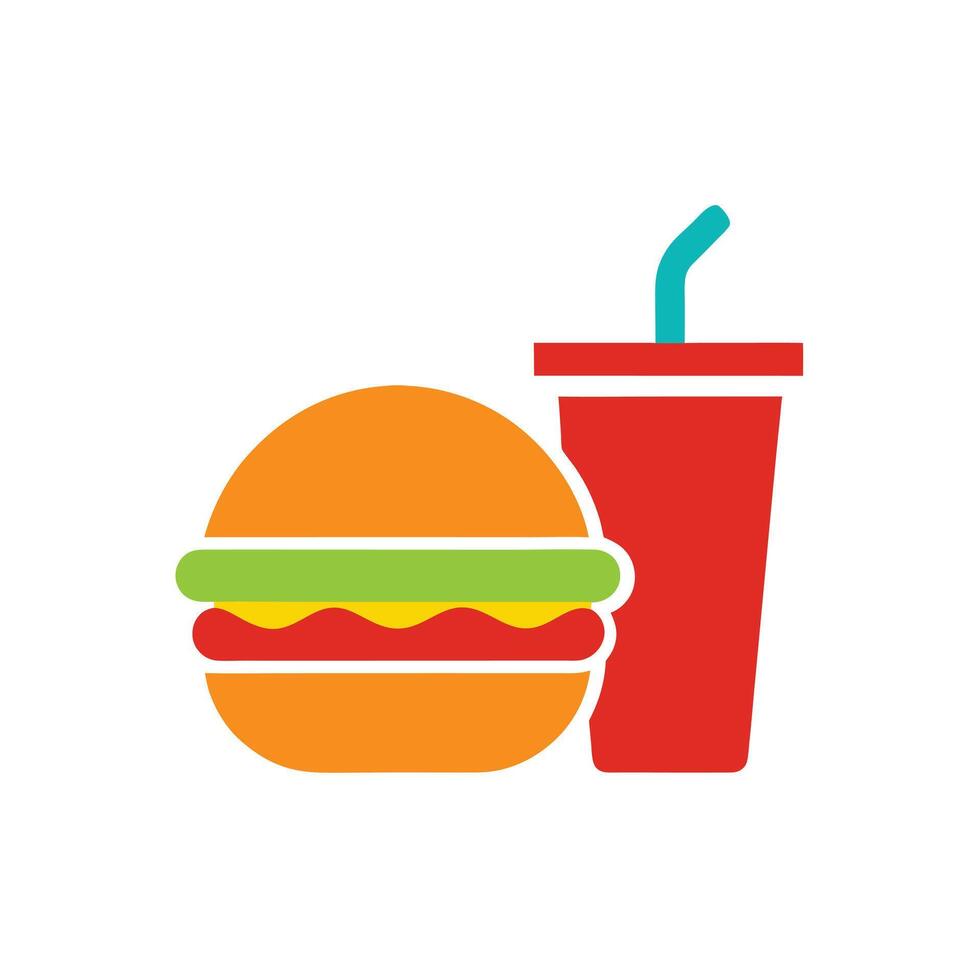 Modern Hamburger, Drink Icon for Menus and Apps vector