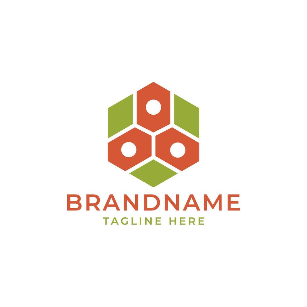Logo Brick Hexagon Ecologycal Design element vector