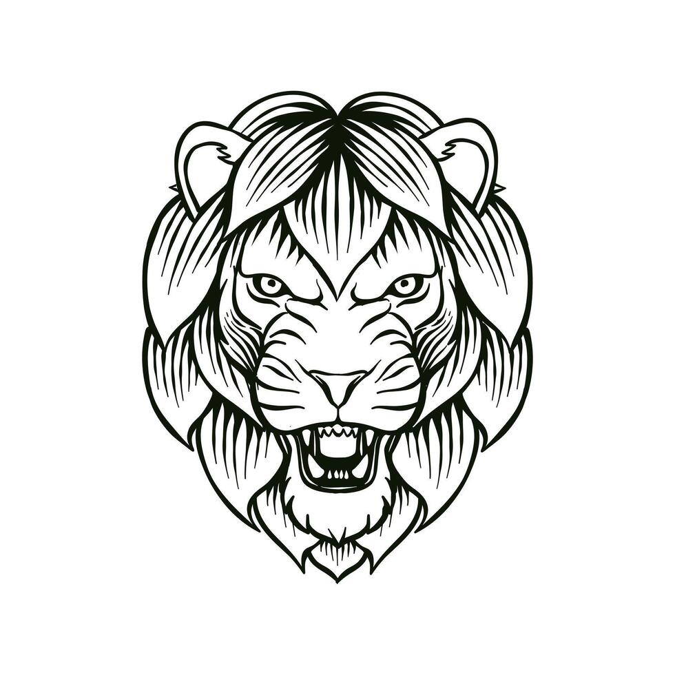 black and white illustration of a combination of hops and lions vector