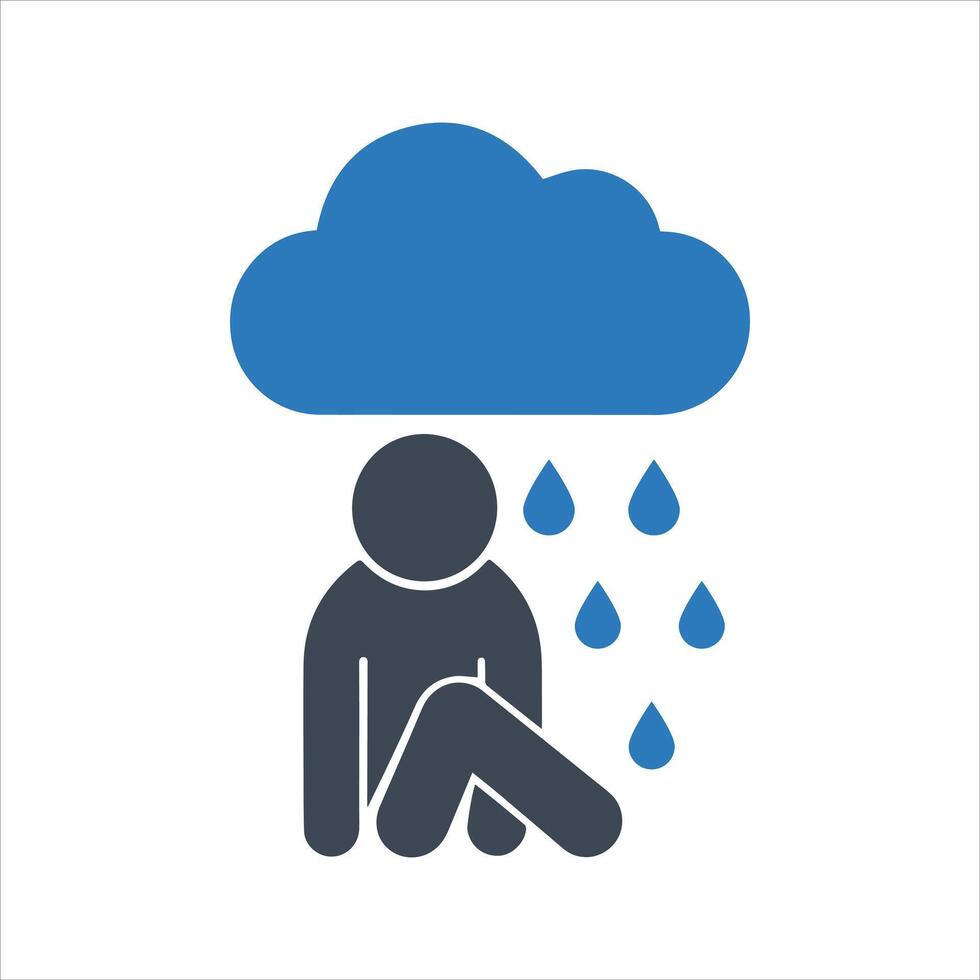 Depression, sadness, rain icon vector