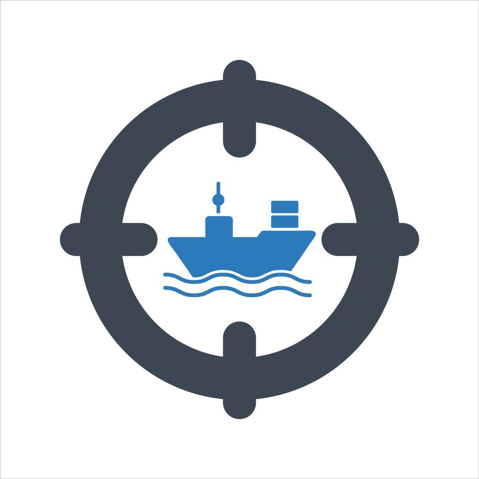 Cargo ship icon. Target. Attack icon vector