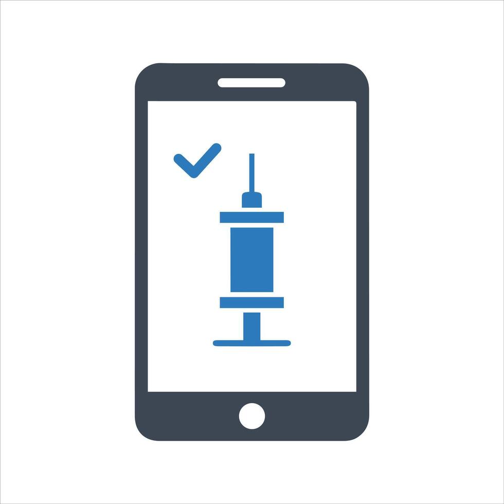 Vaccine certificate icon. Vaccination status on mobile device. Fully vaccinated icon vector