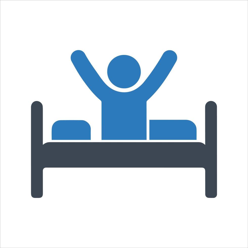 Tired man going to bed. Bed icon. Bedtim icon vector