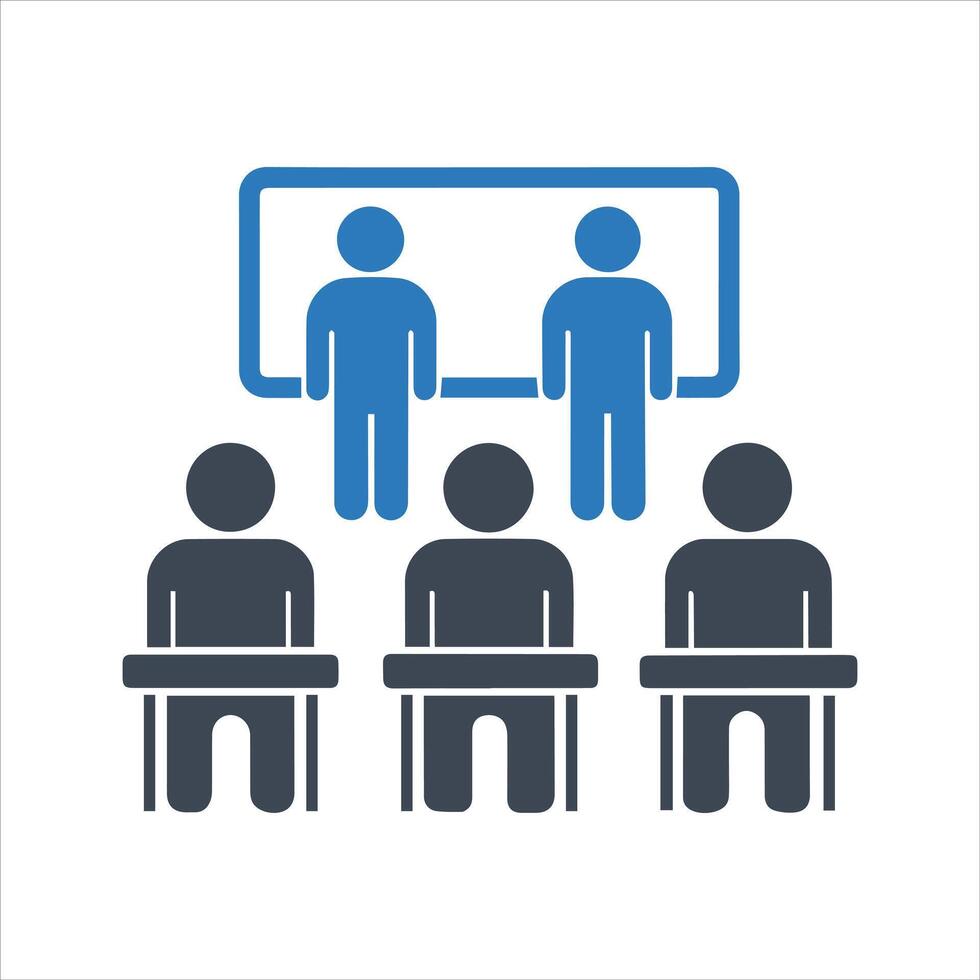 Classroom icon. Students in classroom icon vector