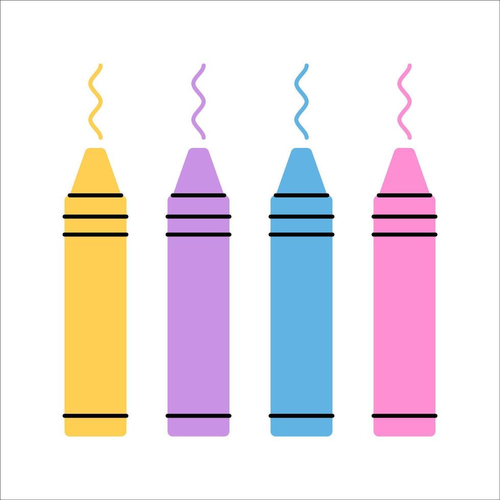Crayons Icon Cartoon Flat Design Style Illustration vector