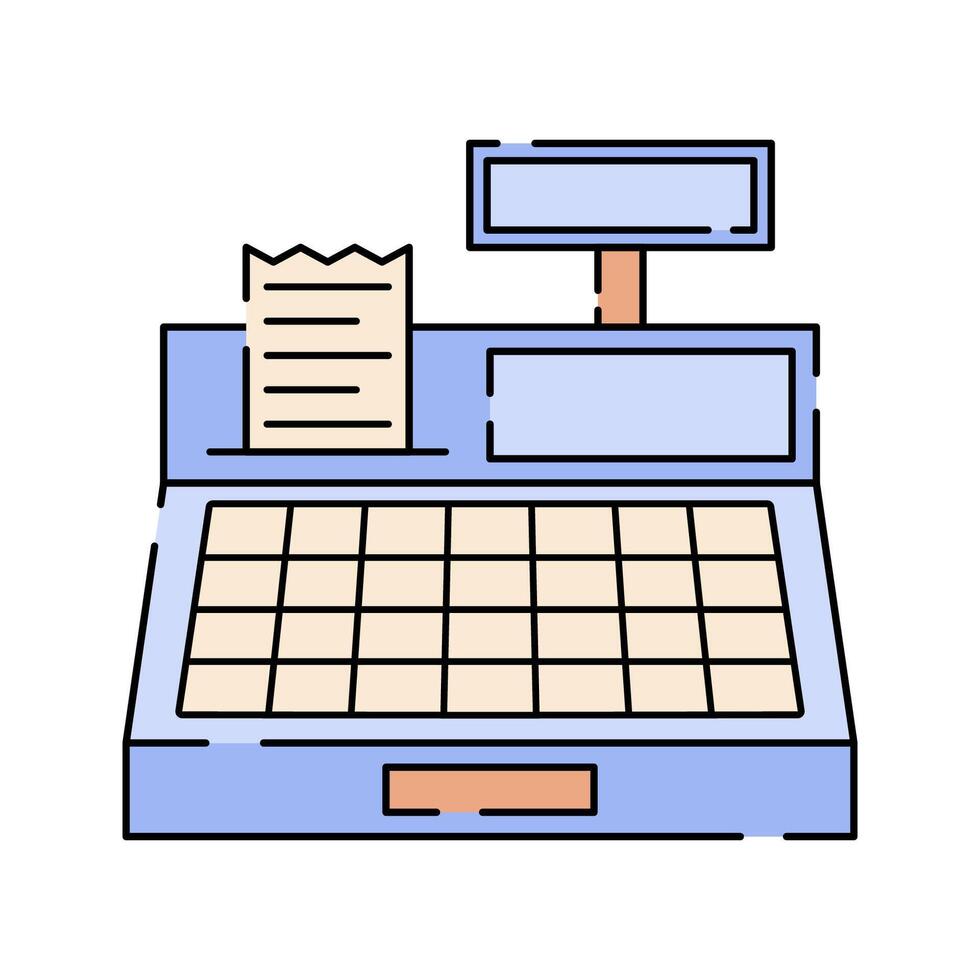 Cash register Icon Illustration in Flat Design Style vector