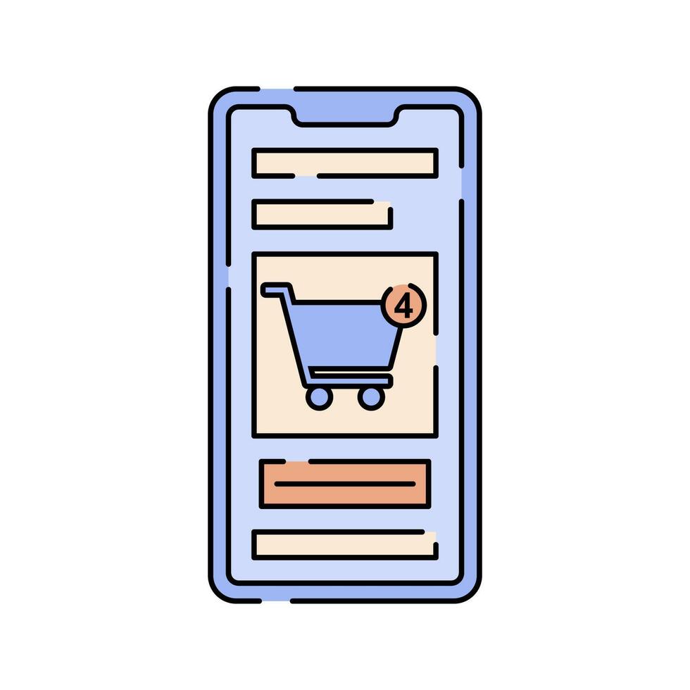Online shopping Icon Illustration in Flat Design Style vector