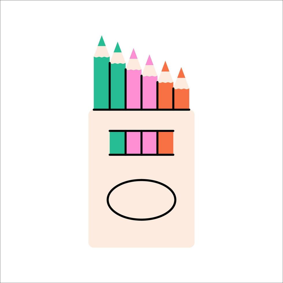 Coloured Pencils Icon Cartoon Flat Design Style Illustration vector