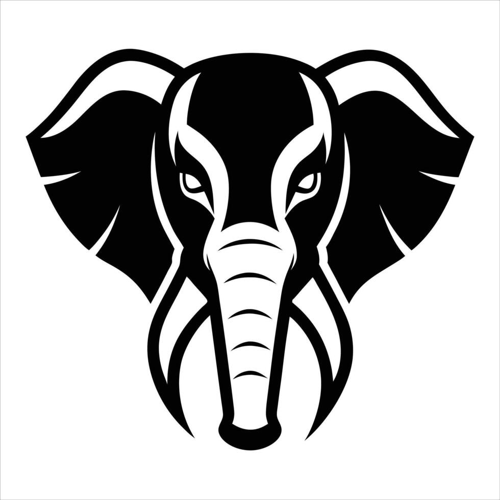 An elephant head with tusks on a white background vector